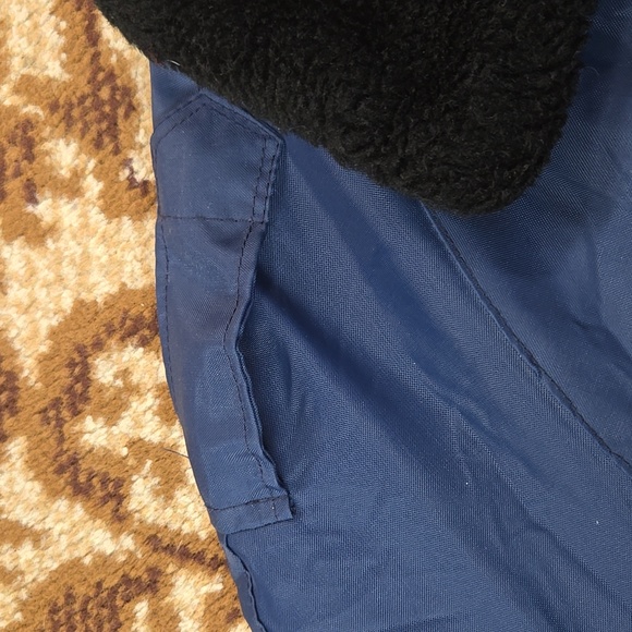 80s 90s Navy Blue Windbreaker Pacific Northern Railway Faux Fur 1980 1990 Retro - Picture 10 of 16